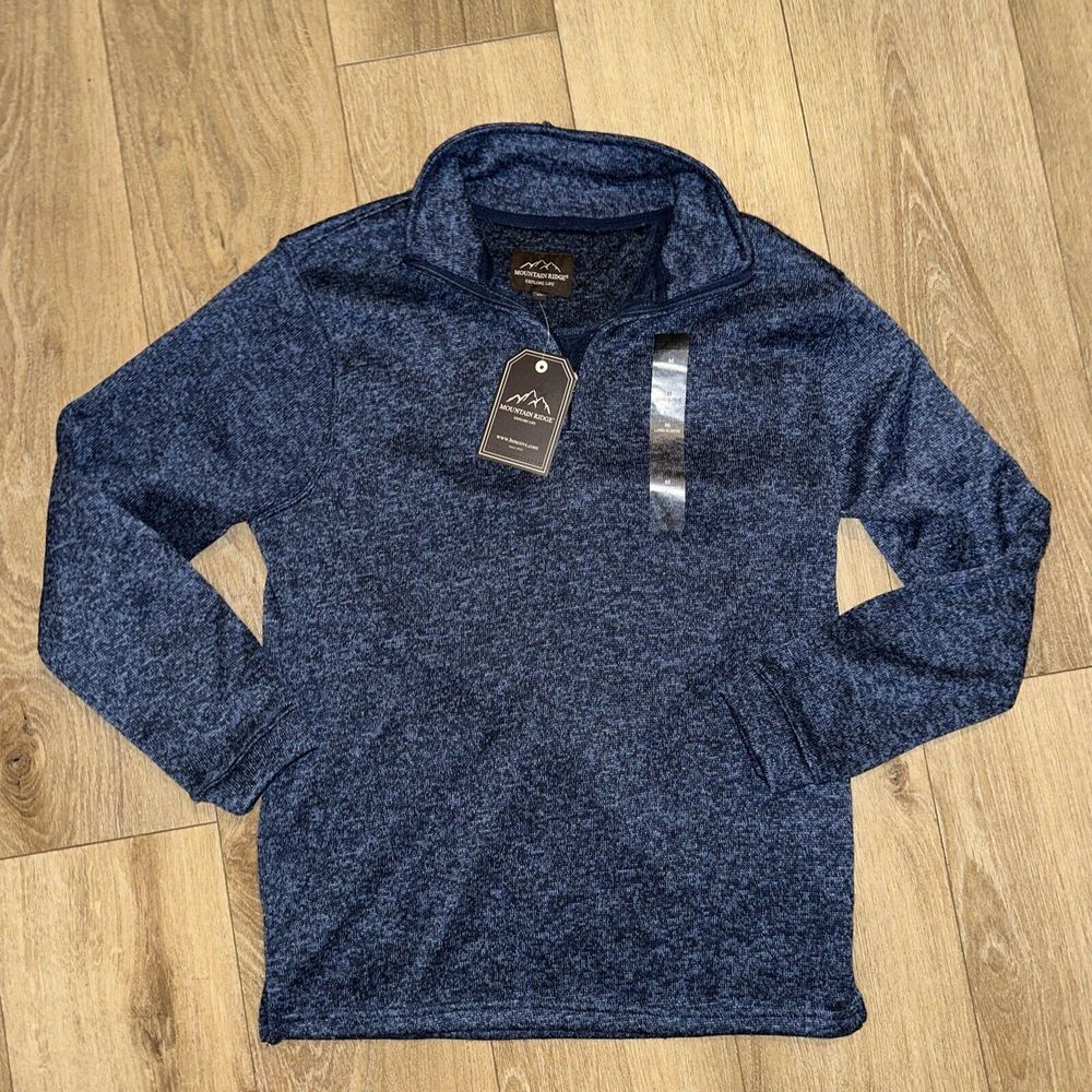 Mountain‎ Ridge Men's 1/4 Zip Blue Long Sleeve Sweater Shirt NEW